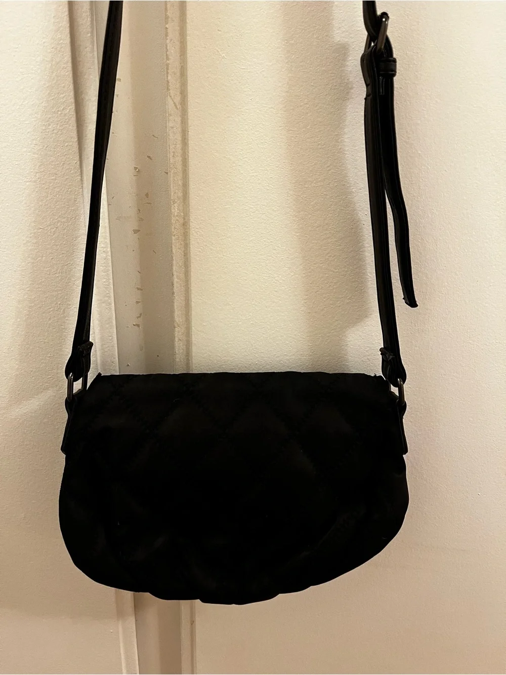 LuLu Sport New York Black Quilted Crossbody Bag